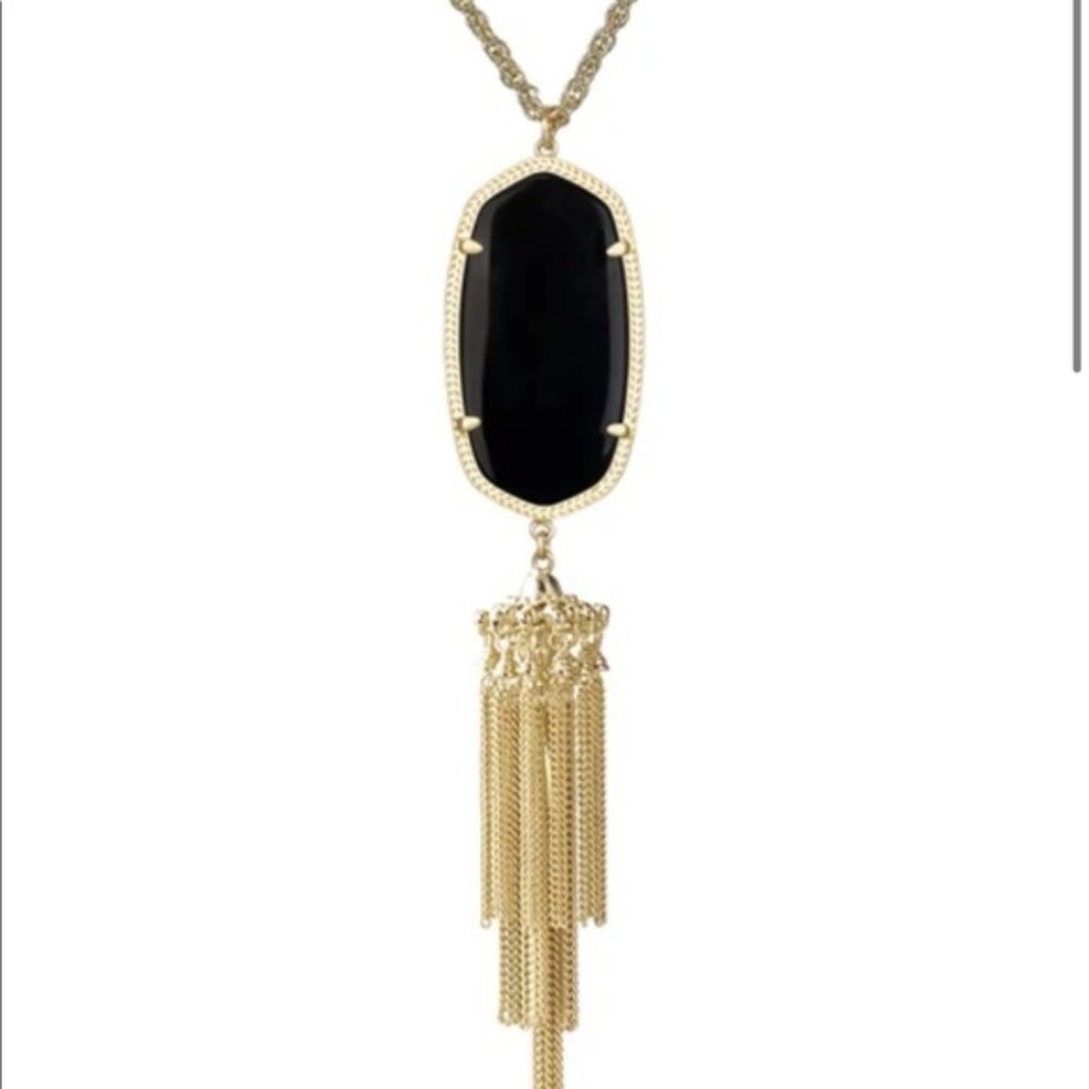 Kendra Scott Rayne Oval Tassel Pendant Necklace gold chain color a bit faded